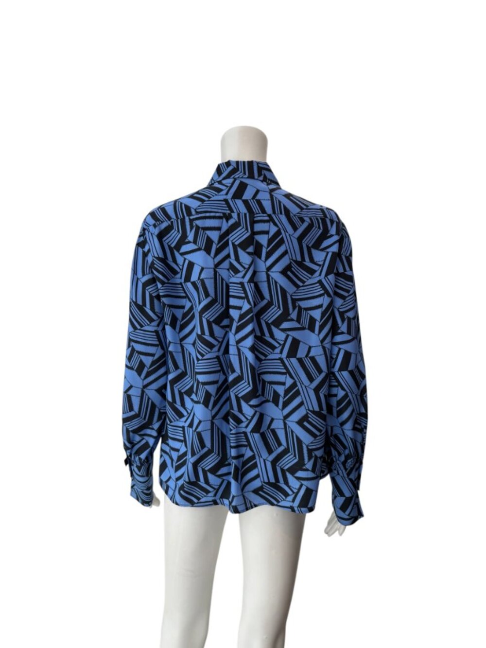$1490 Chloe FW 2018 Blue Geometric Silk Blouse Top size 4/36 - Picture 8 of 13